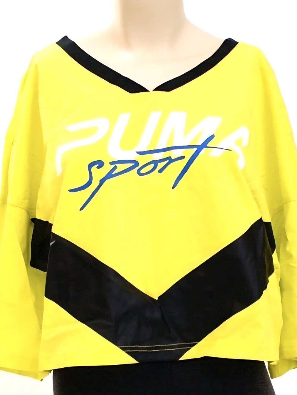 Puma Womens Size M Sulphur Spring Xtreme Cropped Short Sleeve V-Neck Top